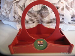 TÁLCA - KARI TRESTAKK - FESTETT FA - NORVÉG  NÉPMŰVÉSZET - 27 x 25 x 19 cm - VINTAGE