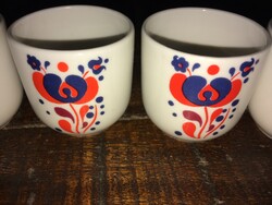 Hollóházi likőrös v pálinkás poharak népies mintával 5 db