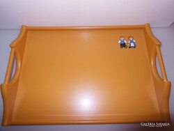 TÁLCA - KARI TRESTAKK - 50 cm - FESTETT FA - NORVÉG  NÉPMŰVÉSZET - 50 34 x 8 cm  - VINTAGE