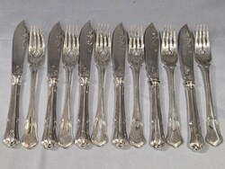 Ezüst 6 személyes, 12 darabos halas készlet 628 g