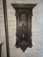 Antik fali óra doboz tok Ónémet dúsan faragott eredeti.Fali vitrin, szobor tartó,kulcs tartó Hàzi à