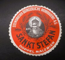 Szent István maláta sör alátét, sörcímke - nagy (Kőbányai Polgári Serfőződe)