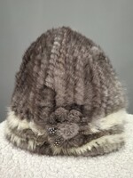 Vintage valódi női nerc sapka