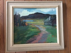Gunnar Pettersson svéd festő olajfestménye eredeti keretében 72x64