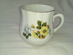 Zsolnay porcelán virágmintás hasas csupor- bögre