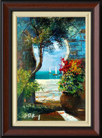 Alim Adilov: Kapu a tengerre - kerettel 40x30 cm - alkotás: 30x20cm - AA025/877