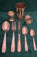 Régi ezüstözött francia evőeszköz szett, étkészlet különlegesség (L5904)