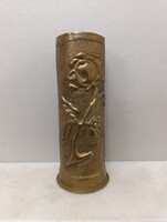 Antik katona I. világháború töltény hüvely lövegváza löveg váza 1 db réz rózsa virág militari 307