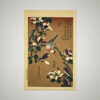 Katsushika Hokusai - Rizspinty és magnóliavirág