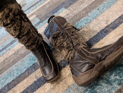 TAMARIS női 37-es barna ,bélelt bőrcsizma, téli csizma