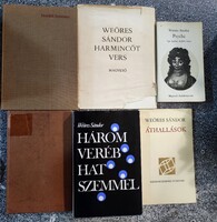 Weöres Sándor könyvei. 6 kötet.- Harmincöt vers,Áthallások,Három veréb..,Tizenyegy szimfónia stb.
