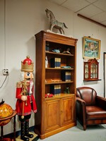 Like New Large Inlaid Bookcase with Two Doors, Partially Opened Quality Bookshelf