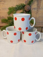 Retró Zsolnay piros pöttyös bögrék, bögre