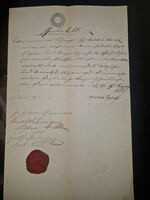 1852, Tabán, irat a tabáni bíróság 1848-as magyar viaszpecsétjével, nagyon ritka!