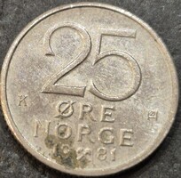 Norvégia 25 öre, 1981.