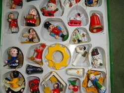 Vintage kézzel festett fa karácsonyi díszek 24+ 4db