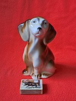 1 Ft-ról! Nagy méretű, Lippelsdorfi (GDR) tacskó porcelán kutya figura