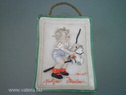 Régi, kedves Német porcelán falikép, falidísz