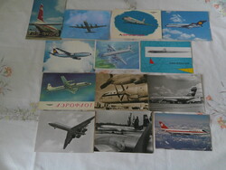 Régebbi repülős képeslap ( 13 db. INTERFLUG, Lufthansa A300, KLM, AEROFLOT, Boeing 747....))
