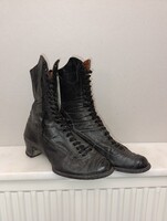 Antik cipő női bőr magasszárú fűzős XX. század eleje ruha jelmez 316 5781