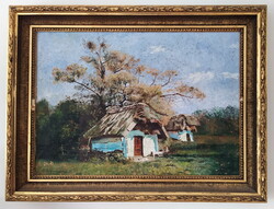 JOBBÁGYI-HOMOLYA JENŐ olajfestmény - KUNYHÓK Hibátlan, Garancia!