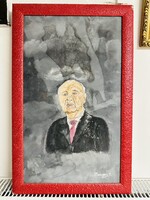 Kádár János jelzett portré