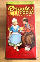 Antik holland DROSTE'S KAKAÓS DOBOZ, Vintage régi pléh fém kakaós doboz