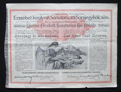 Erzsébet királyné Sanatorium Sorsjegykölcsön 5 korona 1904