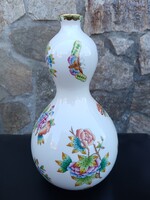 Ritka dupla-gömb / körte/tök formájú Herendi Viktória mintás porcelán váza