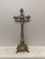 Antik kereszt fém feszület Jézus Krisztus szobor keresztény vallás templom 405 5831