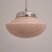 Art deco - Streamline mennyezeti lámpa felújítva - különleges formájú rózsaszín búra