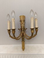 Antik empír empire falikar sárgaréz 1 db 4 karú patinás réz fali lámpa + 4 új gyertyaizzó 414 5841