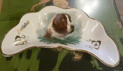 KUTYA MINTÁS ANTIK PORCELÁN CSONTOS TÁNYÉR KARLSBAD MZ AUSTRIA