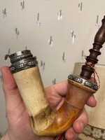 Antik Ezüst szerelékes Tajtékpipa 19.sz második fele!