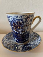 Császári Lomonoszov Aranyszegélyű Kobaltkék virágos bögre