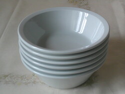 Zsolnay jellegű fehér vastagfalú porcelán leveses tányér, gulyástál ( 6 db. )