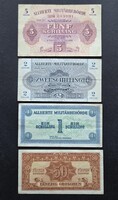 Ausztria 1 + 2 + 5 Schilling + 50 Groschen 1944, VF-VF+-EF.