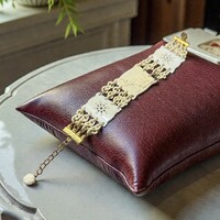 Régi Elefánt mintás csont karkötő igényesen, aranyozott szemekkel restaurálva, elefántos karperec