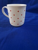 Retro,vintage,lengyel piros pöttyös bögre