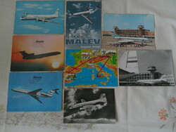 Régebbi MALÉV képeslap ( 9 db. )