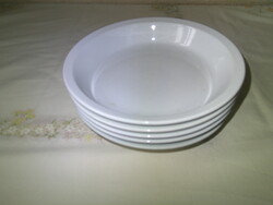 Zsolnay jellegű fehér vastagfalú porcelán főzelékes tányér, kocsonyás tál ( 5 db. )
