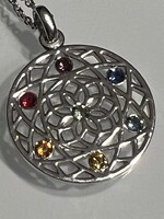 Csakra virág medál Swarovski kristályokkal, 2,8 cm átmérő, 50+5 cm lánc