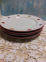 Alföldi porcelán, gyümölcs mintás lapos tányér, 4db