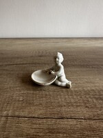 Antik Fehér és arany porcelánszobor putto Capodimonte. Ritka.