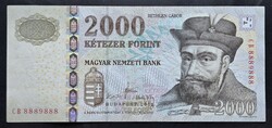 Különleges sorszám! 2000 forint 2010 CB, VF+.