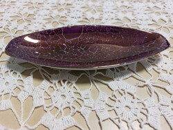 Hollóházi ritka, bordó lila eozin, márványos tálka