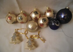 Üveg gömb karácsonyi dísz,fenyőfa alakú karácsonyfadísz,fenyődísz 9db