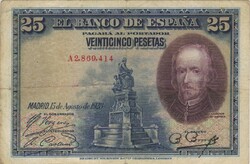25 peseta pesetas 1928 Spanyolország A.7.780.000 alatti Nagyon ritka