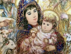 Edna Hibel karácsonyi dísztányér Mária kis Jézus Bradex Pásztorok imádata