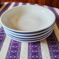 5 db Zsolnay porcelán kék csíkos menzás kocsonyás, főzelékes  tányér 1200,-/db